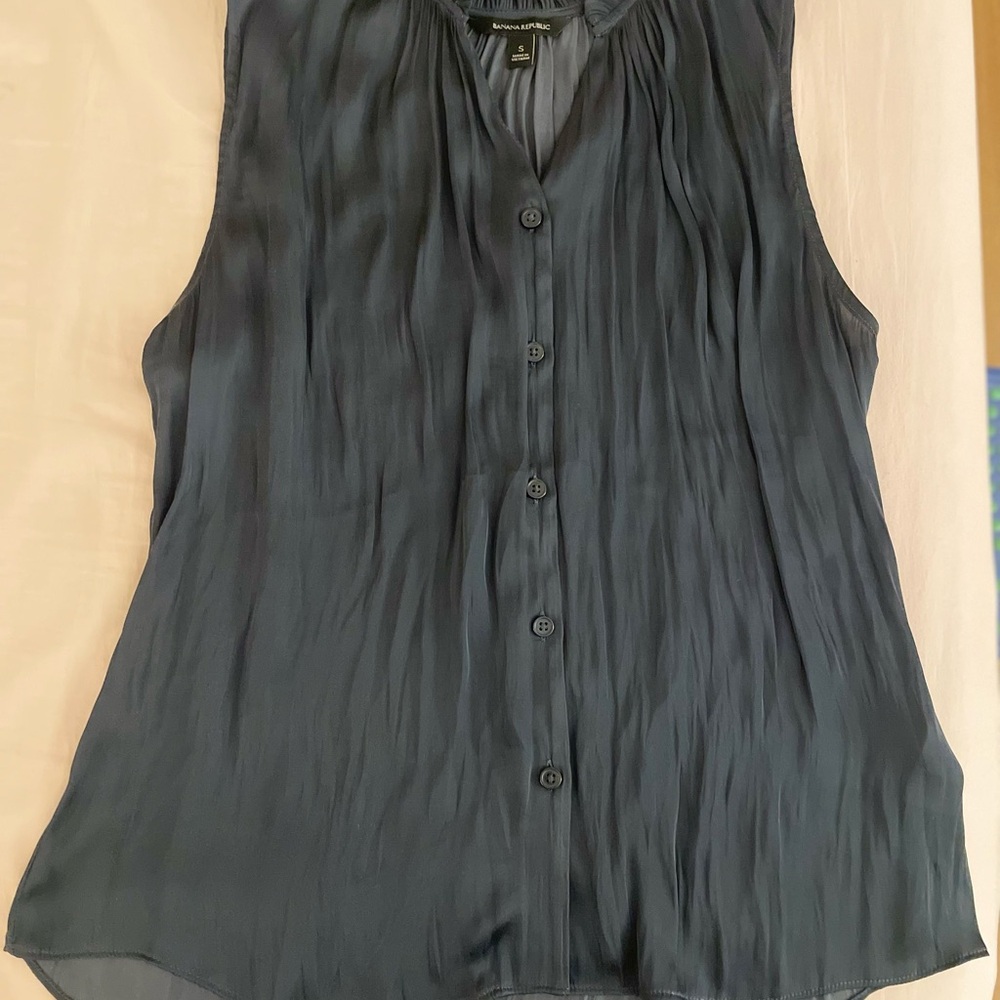 Banana Republic Blue Pleated Blouse